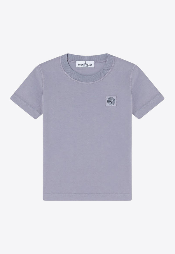 Stone Island Junior Boys Compass Patch Crewneck T-shirt Lilac 2100006-DS0050/Q_STONE-V0088