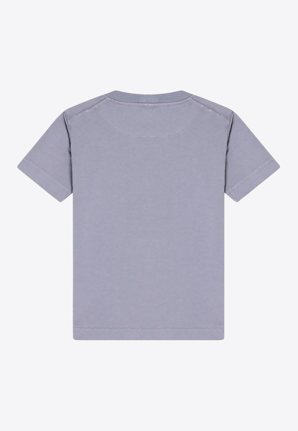 Stone Island Junior Boys Compass Patch Crewneck T-shirt Lilac 2100006-DS0050/Q_STONE-V0088