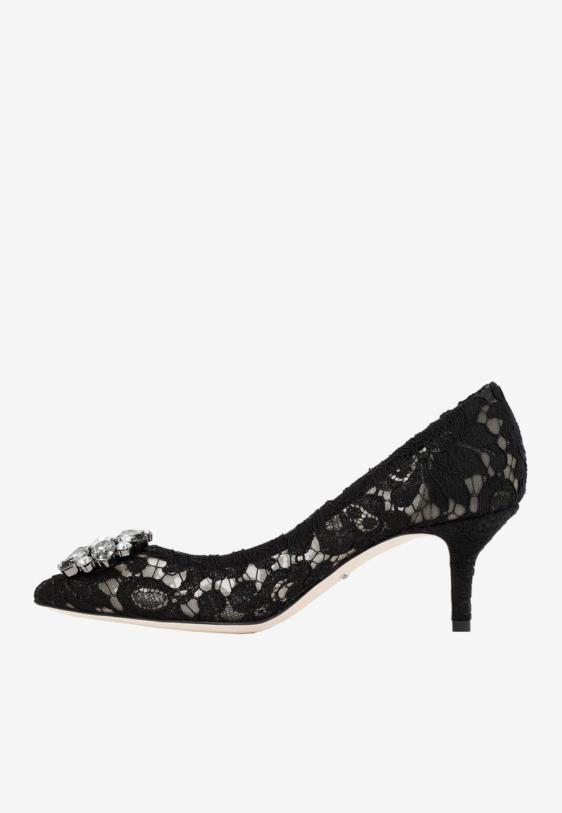 Bellucci 60 Crystal Embellished Lace Pumps