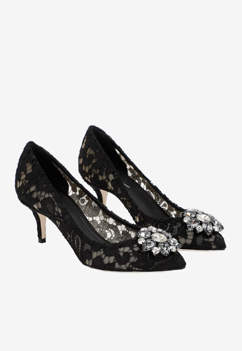 Bellucci 60 Crystal Embellished Lace Pumps