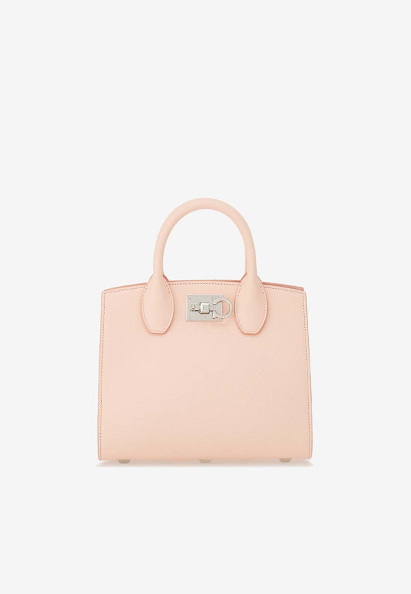 Salvatore Ferragamo Small Studio Box Top Handle Bag in Leather 211424 ST BOX MINI 768897 NYLUND PINK