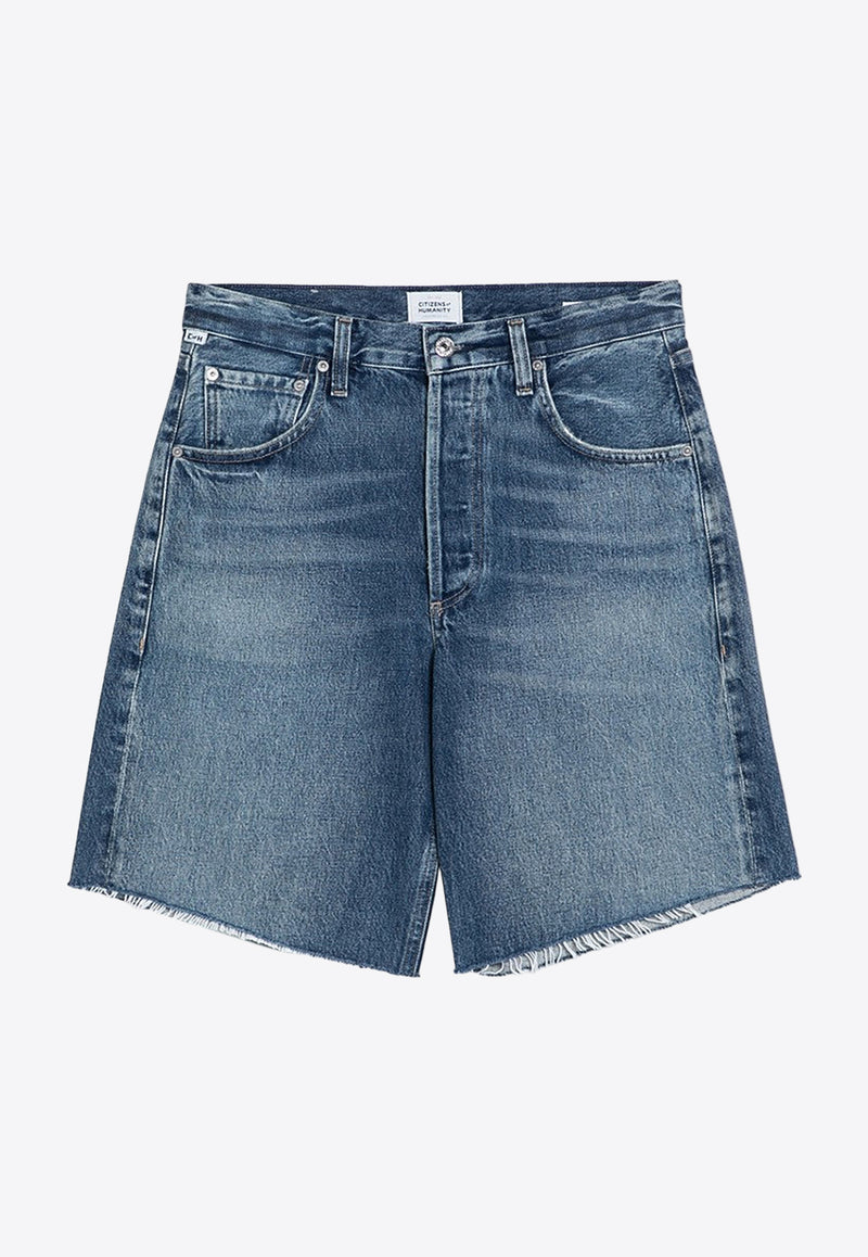 Citizens Of Humanity Washed-Effect Frayed Denim Shorts Blue 2118B3017/P_CITIZ-MAXWE