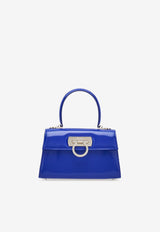 Salvatore Ferragamo Small Iconic Top Handle Bag in Calf Leather 212958 T HANDLE EW 762843 LAPIS Blue