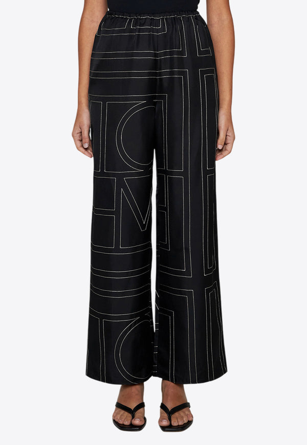 Toteme Monogram Silk Pants Black 213-255-707BLACK