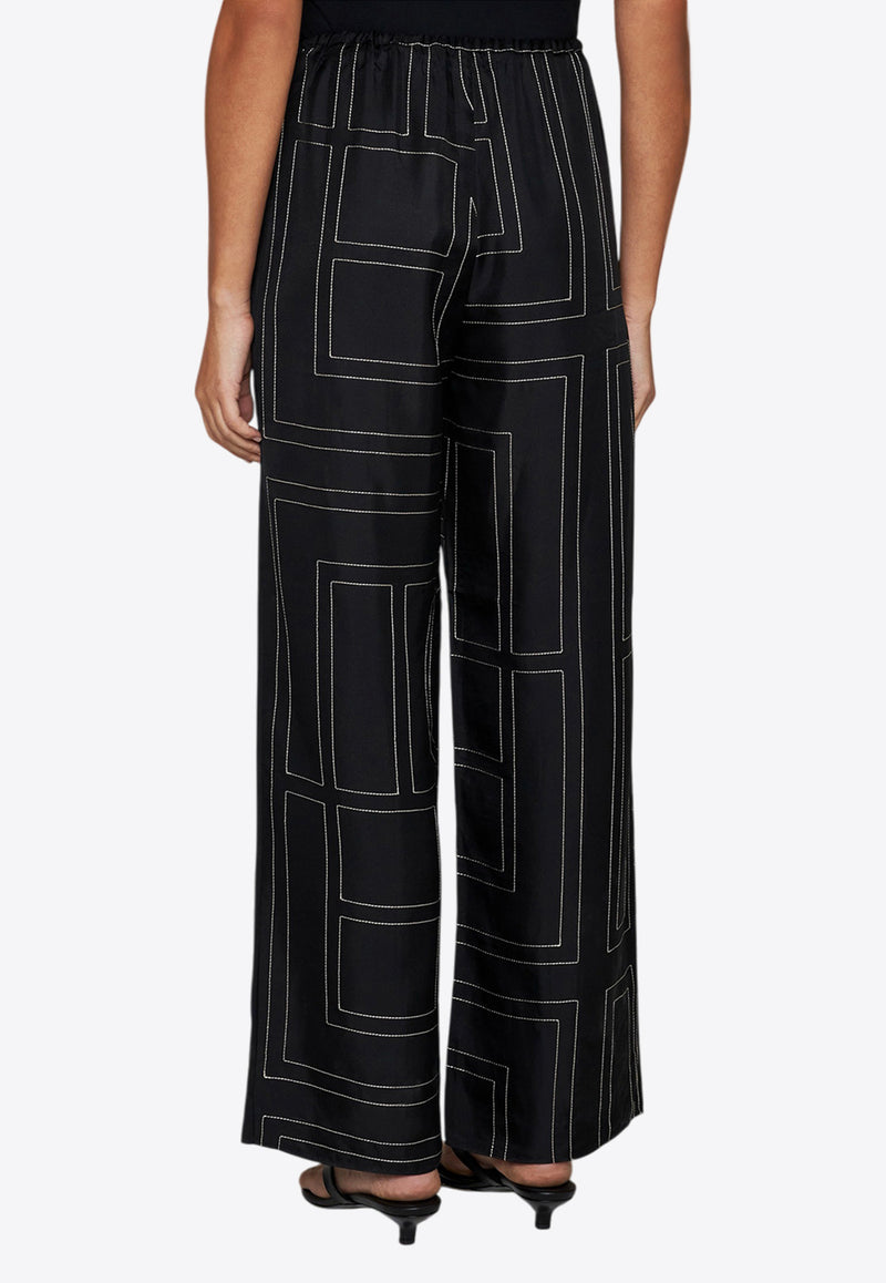 Toteme Monogram Silk Pants Black 213-255-707BLACK