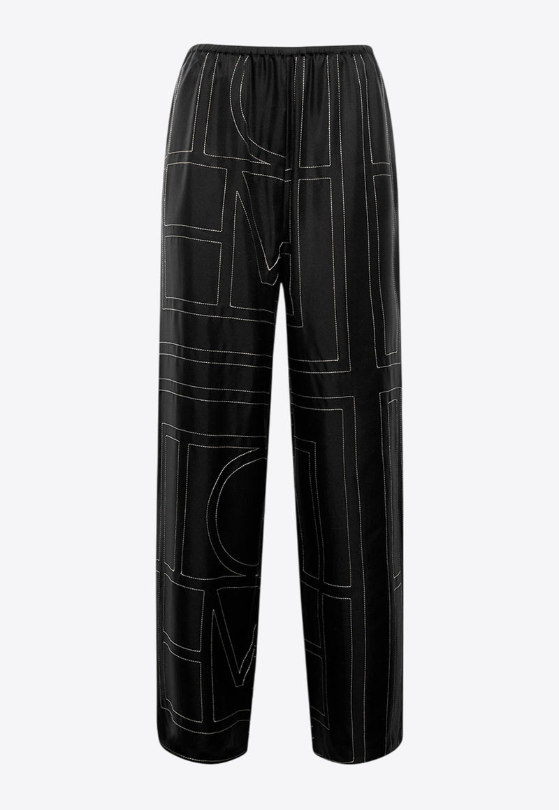 Toteme Monogram Silk Pants Black 213-255-707BLACK