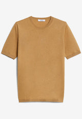 Max Mara Warren Silk and Cashmere Fine Knit Top Camel 21366101600_000_003