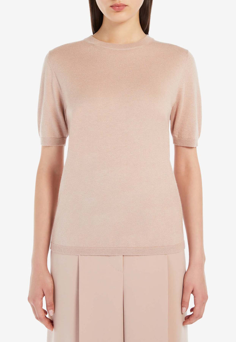 Max Mara Warren Silk and Cashmere Fine Knit Top Powder 21366101600_000_005