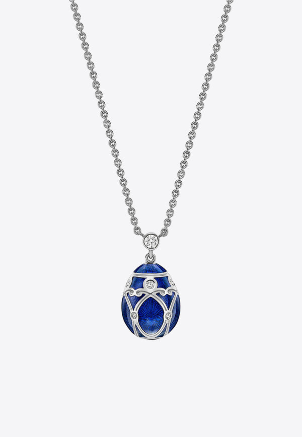 Fabergé Heritage Small Egg Pendant Necklace in 18-karat White Gold Blue 213FP1351