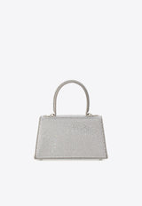 Salvatore Ferragamo Iconic Crystal-Embellished Top Handle Bag 214187 T HANDLE EW 769234 SILVER Silver