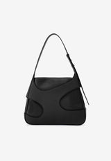 Salvatore Ferragamo Medium Leather Shoulder Bag with Cut-Outs Black