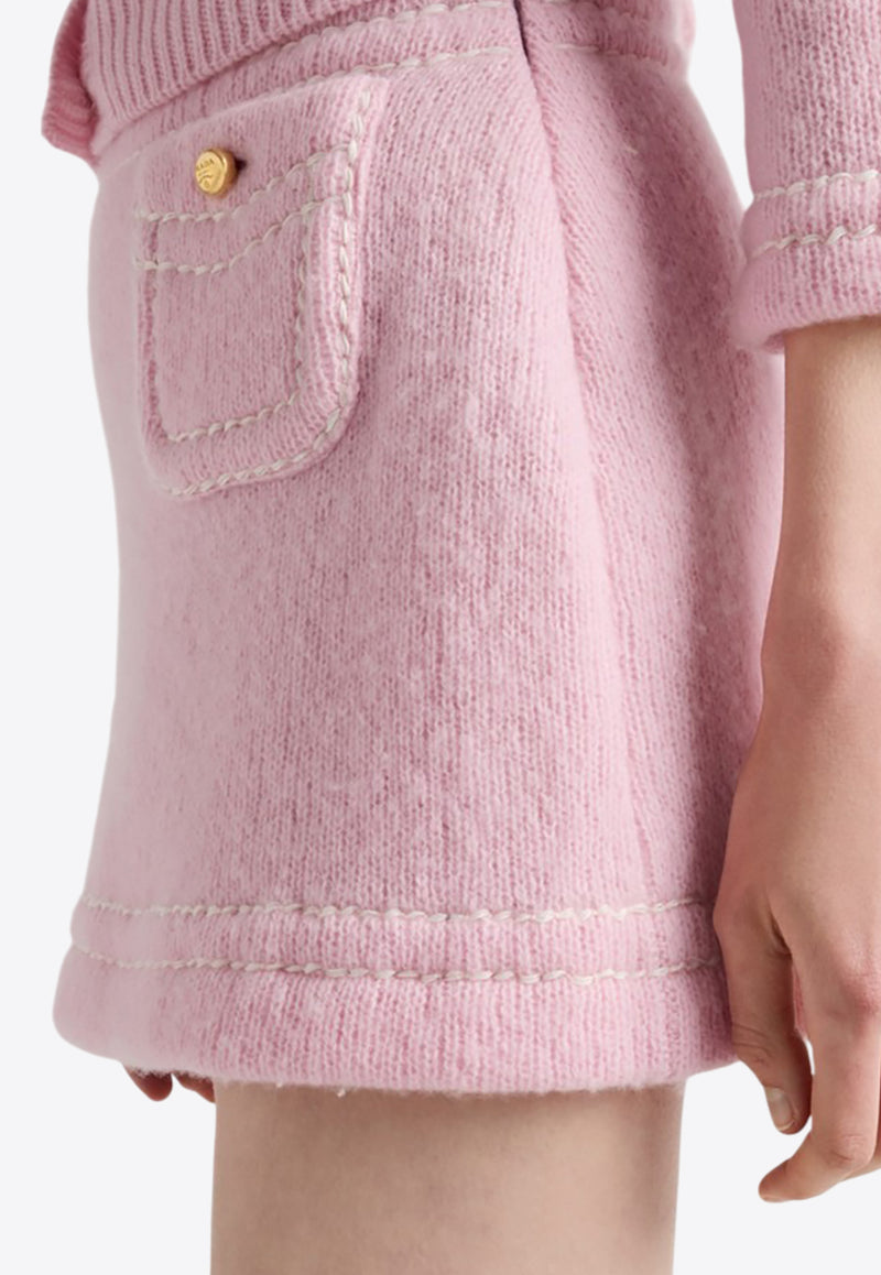 Prada Plain Knit Cashmere Mini Skirt  Pink 21480OOO1ISX/Q_PRADA-F0028