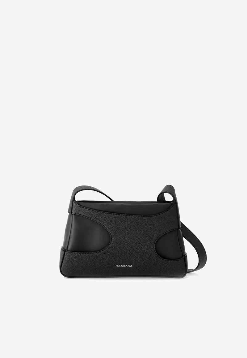 Salvatore Ferragamo Mini Leather Shoulder Bag with Cut-Outs 214956 CUT OUT 763397 NERO Black