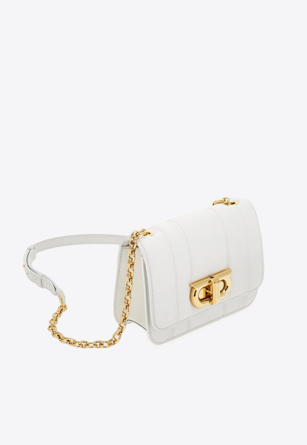 Salvatore Ferragamo Mini Gancini-Buckle Quilted Leather Shoulder Bag White 214971 SL MINI EMB 765519 OPTIC WHITE