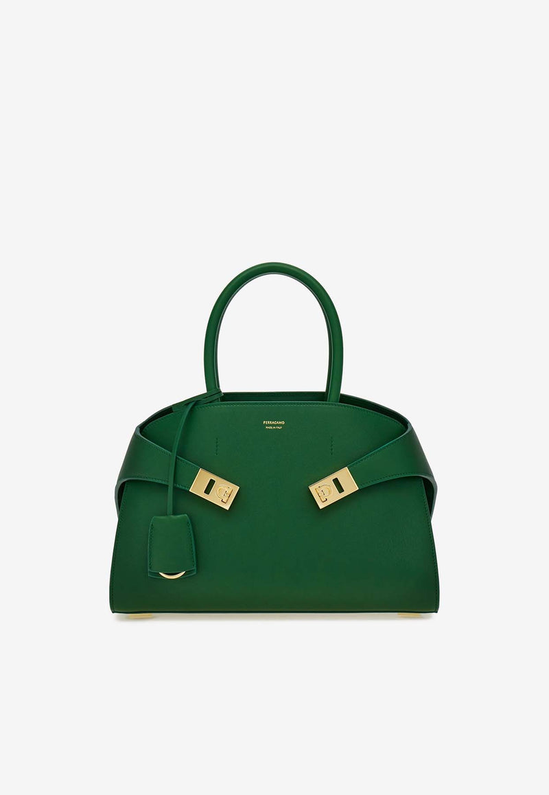 Salvatore Ferragamo Medium Hug Leather Top Handle Bag Green 215608 HUG TH S 773196 FOREST GREEN