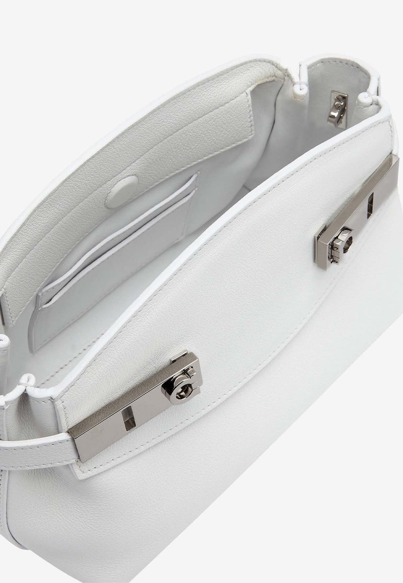 Salvatore Ferragamo Small Hug Leather Clutch Bag 215974 HUG POUCH S 768845 OPTIC WHITE