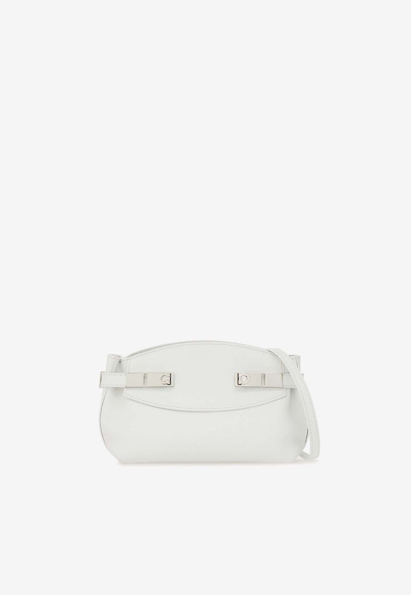 Salvatore Ferragamo Small Hug Leather Clutch Bag 215974 HUG POUCH S 768845 OPTIC WHITE