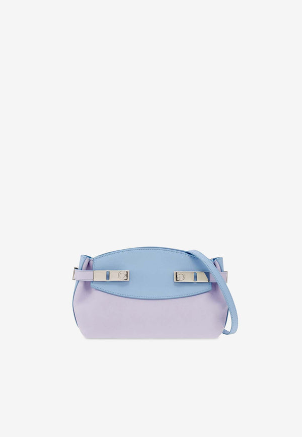 Salvatore Ferragamo Hug Bi-Color Crossbody Bag in Calf Leather Lavender 215974 HUG POUCH S 774671 NEW LAVANDER