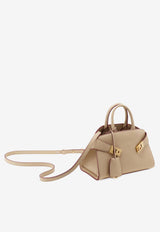 Salvatore Ferragamo XS Hug Leather Top Handle Bag Beige 215975 HUG MINI 779055 STONE