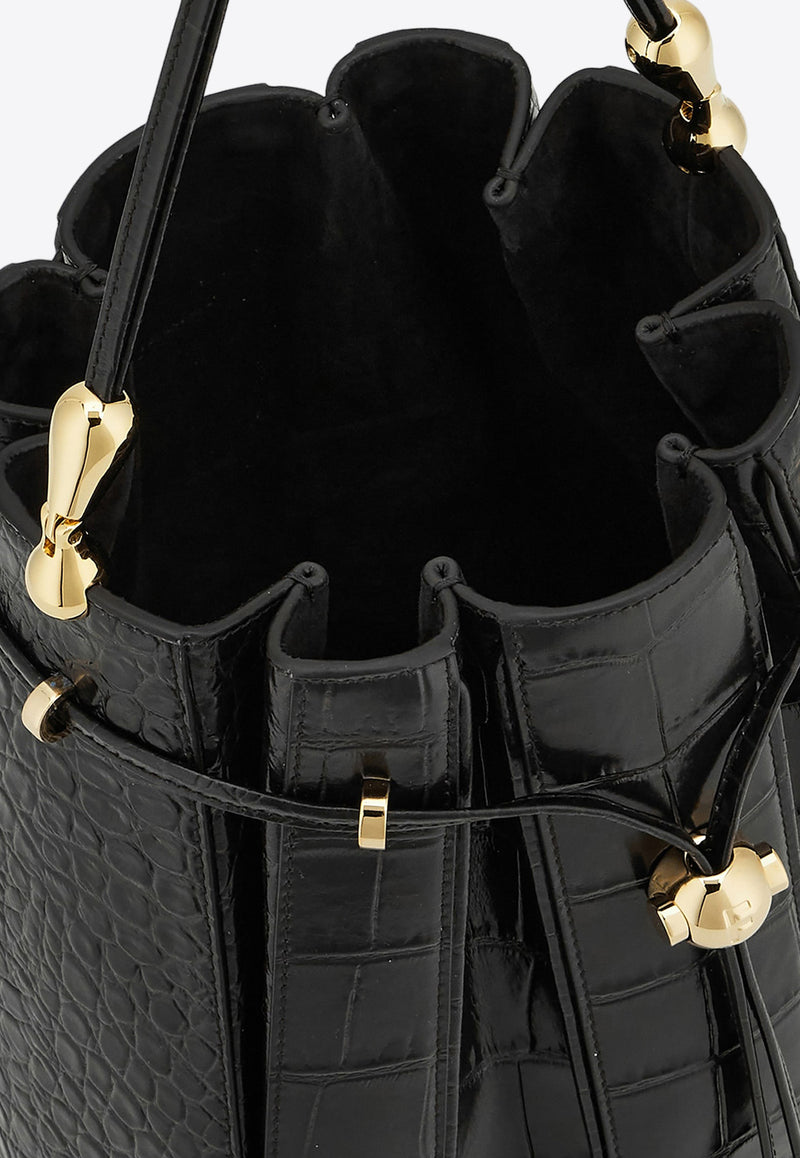 Salvatore Ferragamo Medium Leather Bucket Bag 215981 D DRAW M 770454 NERO