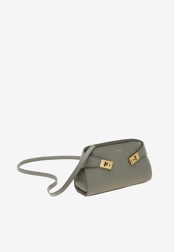 Salvatore Ferragamo Hug Calf Leather Crossbody Bag Gray 218964 HUG CB E/W 775283 ASH GREY