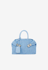 Salvatore Ferragamo Mini Hug Woven-Raffia Top Handle Bag Sky Blue 219397 HUG MINI 774169 SKY BLUE