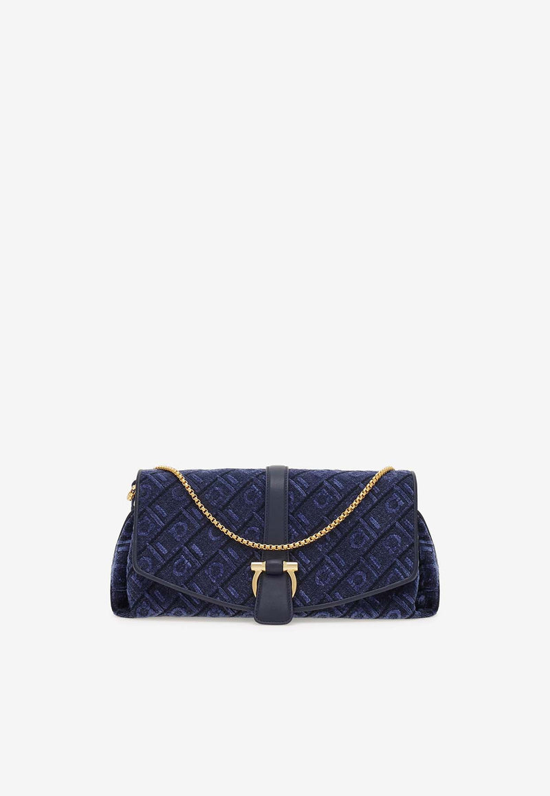 Salvatore Ferragamo Small Front-Flap Denim Crossbody Bag Blue 219903 FL M 779101 DENIM