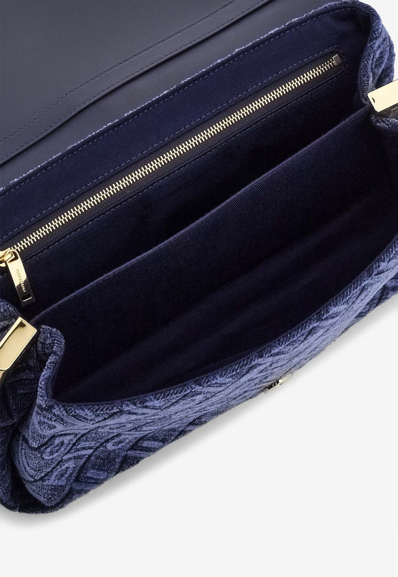 Salvatore Ferragamo Small Front-Flap Denim Crossbody Bag Blue 219903 FL M 779101 DENIM