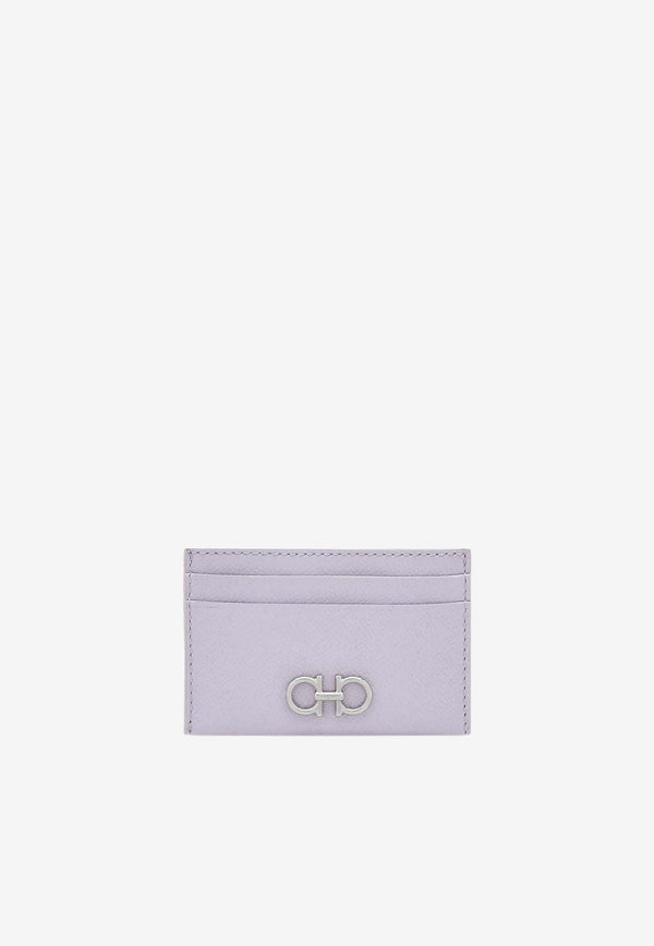 Salvatore Ferragamo Gancini Hammered Leather Cardholder Lavender 220007 201 774991 NEW LAVANDER