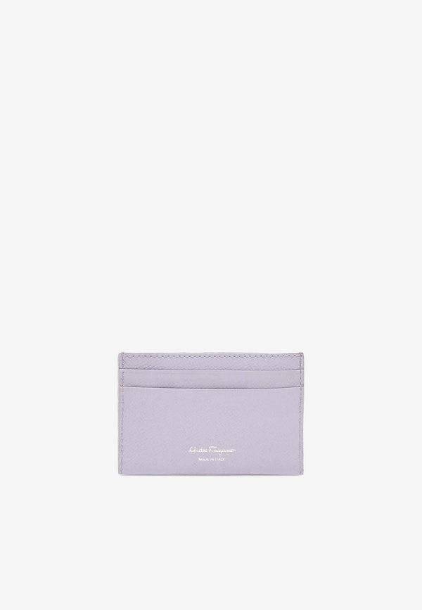 Salvatore Ferragamo Gancini Hammered Leather Cardholder Lavender 220007 201 774991 NEW LAVANDER