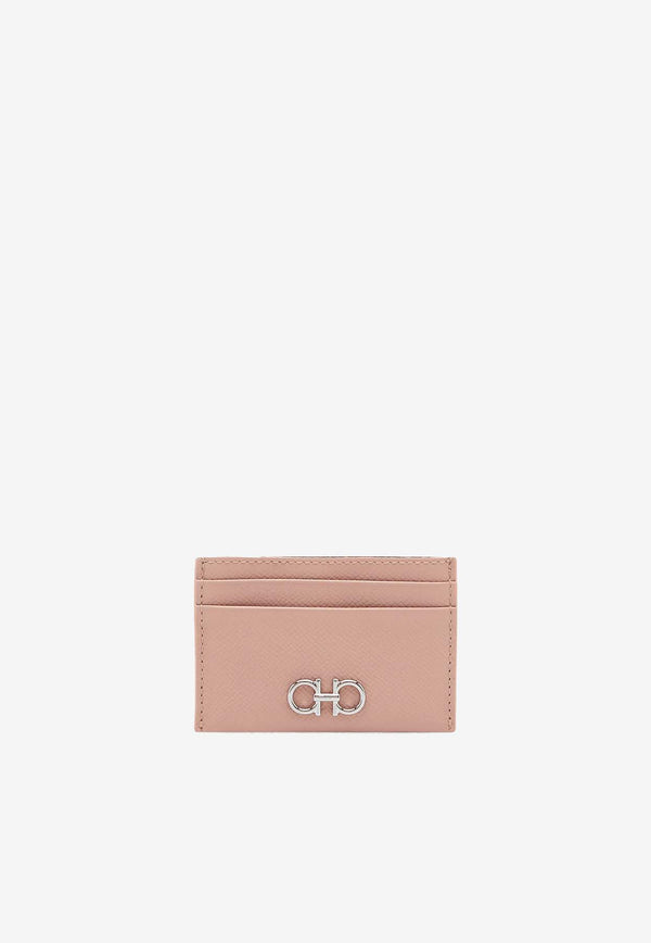 Salvatore Ferragamo Gancini Hammered Leather Cardholder Pink 220007 201 774992 ROSE