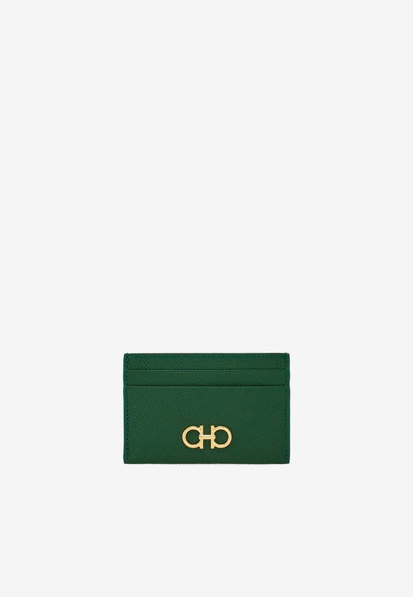 Salvatore Ferragamo Gancini Leather Cardholder Green 220007 201 779141 FOREST GREEN