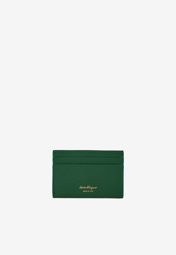 Salvatore Ferragamo Gancini Leather Cardholder Green 220007 201 779141 FOREST GREEN