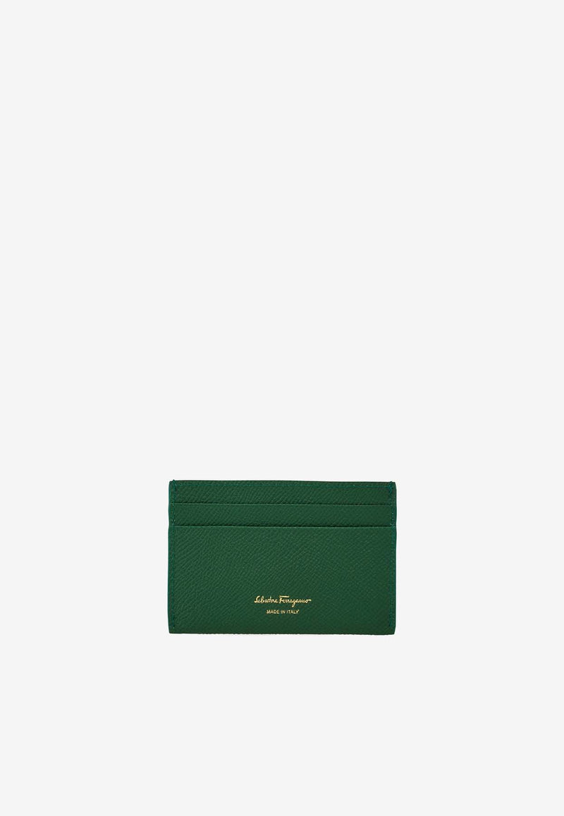 Salvatore Ferragamo Gancini Leather Cardholder Green 220007 201 779141 FOREST GREEN