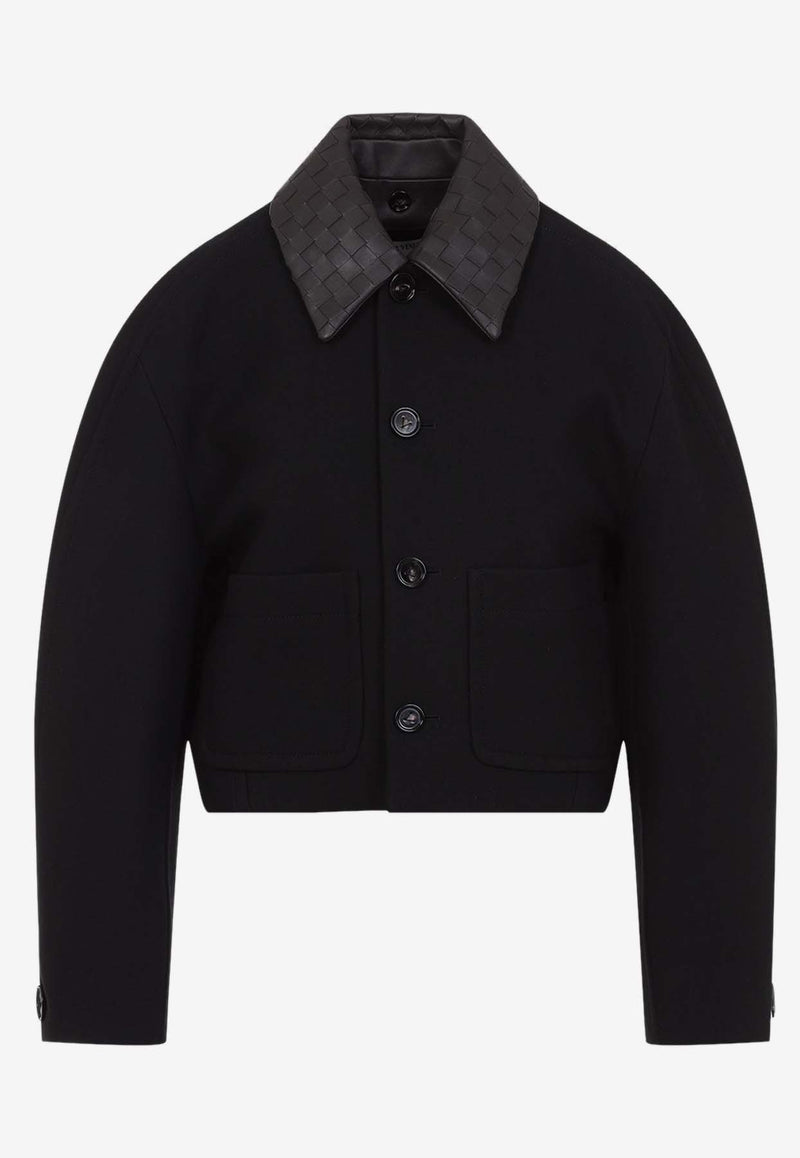 Cropped Jacket with Detachable Intrecciato Collar