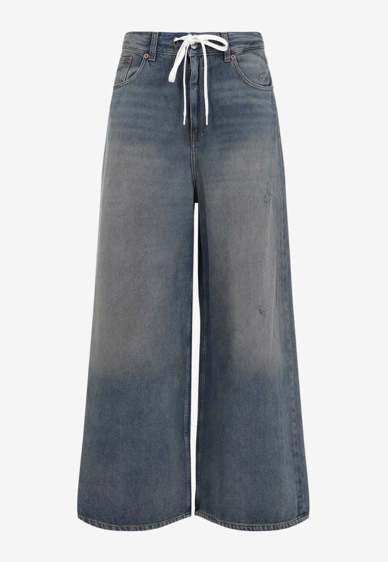 Drawstring Wide-Leg Jeans