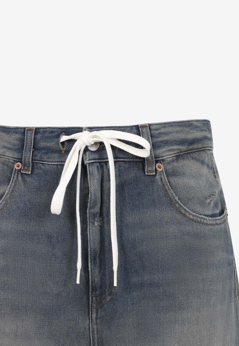 Drawstring Wide-Leg Jeans