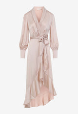 Silk Midi Wrap Dress