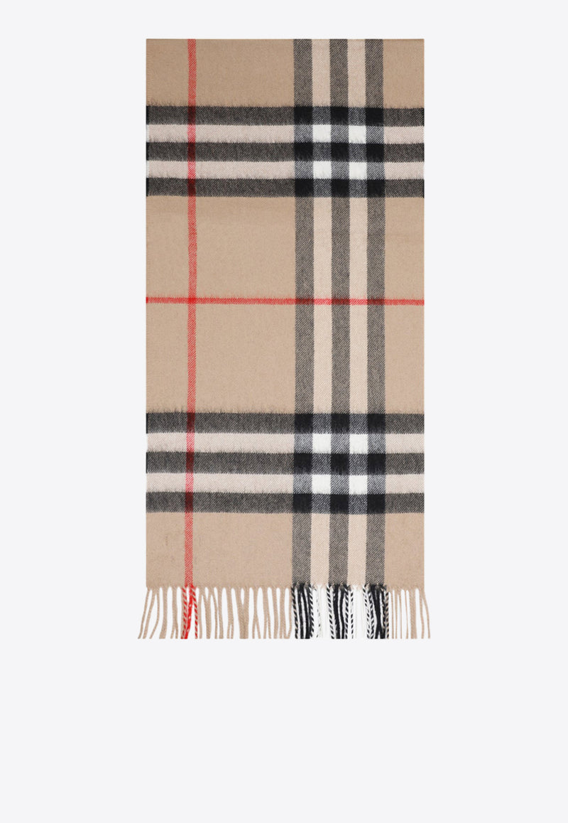 Fringed Cashmere Check Scarf