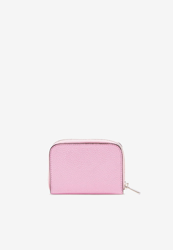 Salvatore Ferragamo Gancini Zipped Leather Cardholder 220406 763013 BUBBLE GUM Pink