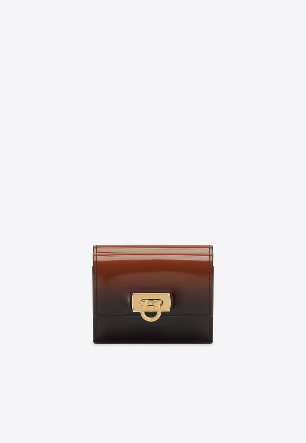 Salvatore Ferragamo Bi-Fold Ombre French Wallet in Calf Leather Black 220434 FRENCH 763172 CUOIO