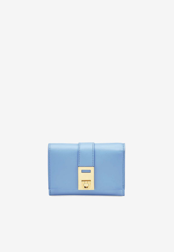 Salvatore Ferragamo French Hug Wallet in Calf Leather Sky Blue 220630 FRENCH 775120 SKY BLUE