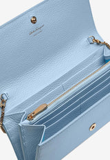 Salvatore Ferragamo Gancini Grained Leather Chain Clutch Sky Blue 220636 775061 SKY BLUE