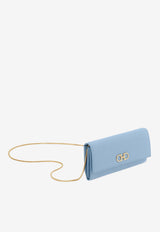 Salvatore Ferragamo Gancini Grained Leather Chain Clutch Sky Blue 220636 775061 SKY BLUE