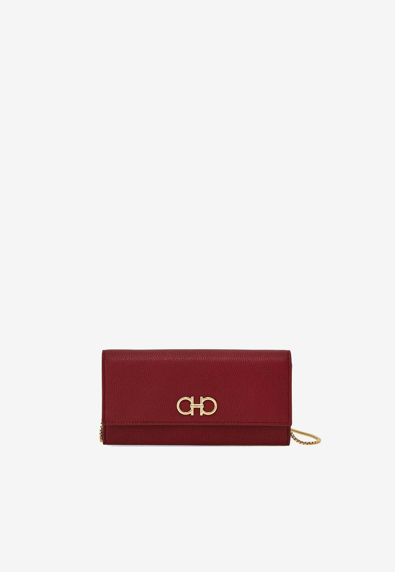 Salvatore Ferragamo Gancini Wallet with Chain Bordeaux 220636 WOC 779146 BORGOGNA