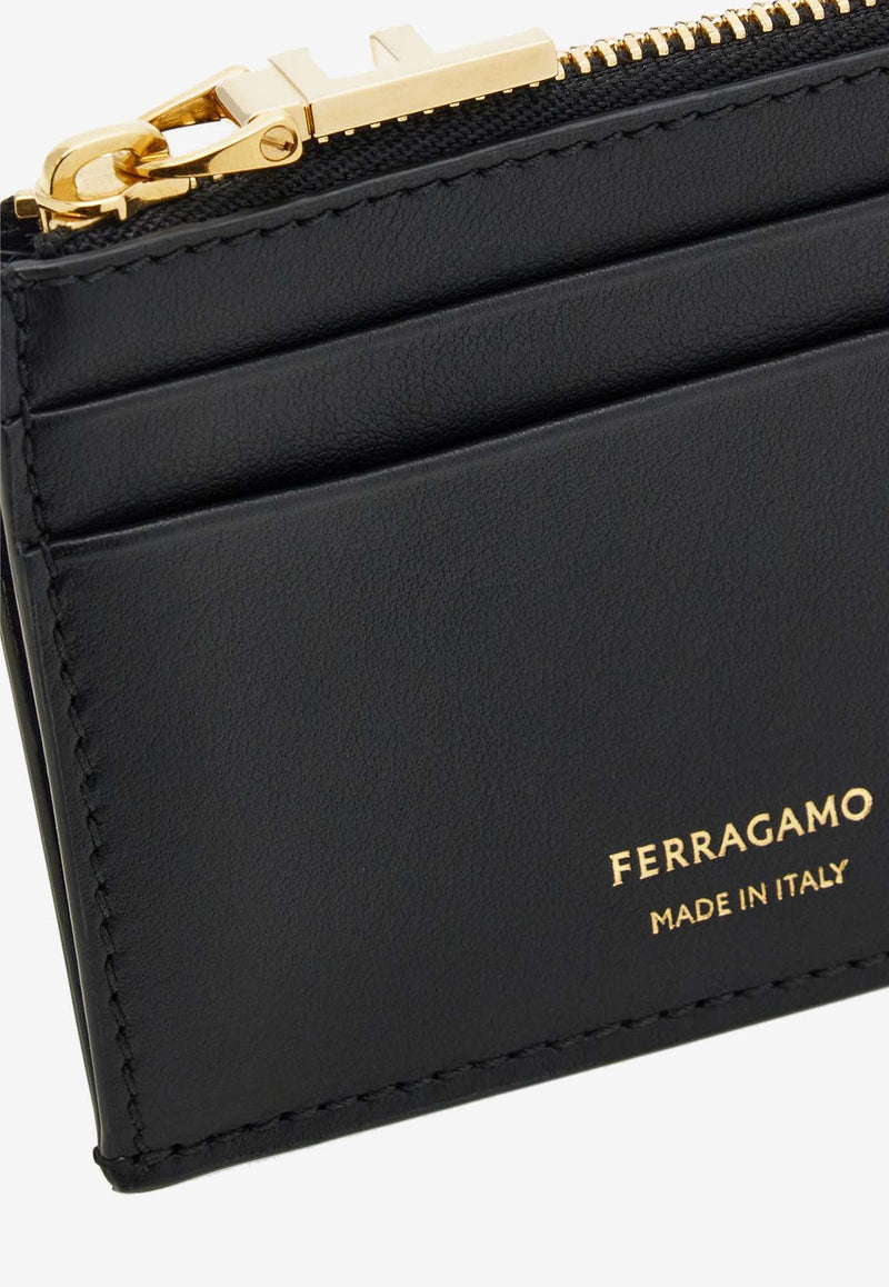 Salvatore Ferragamo Leather Cardholder with Keychain Black 220868 PORTA CARTE 779949 NERO