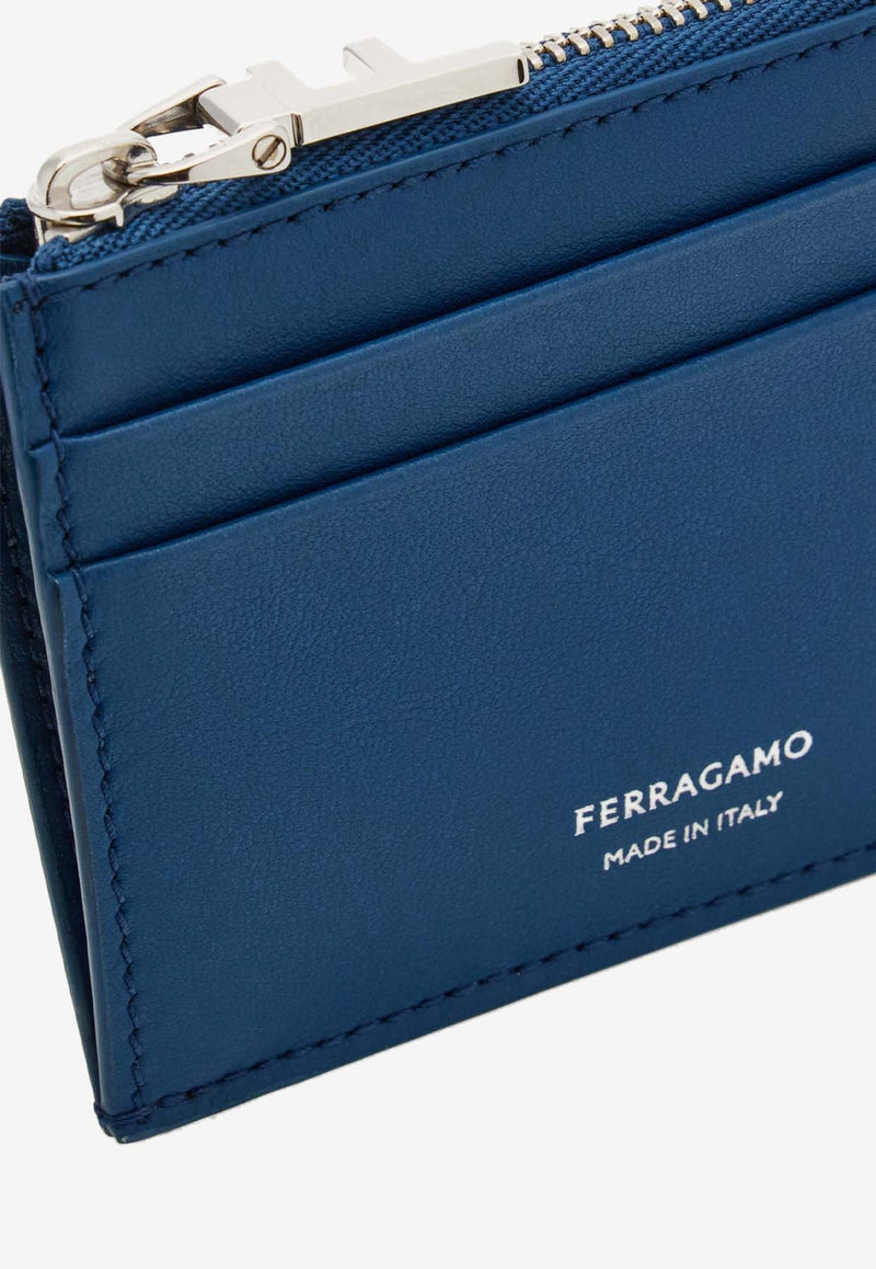 Salvatore Ferragamo Leather Cardholder with Keychain Teal 220868 PORTA CARTE 779952 TEAL BLUE