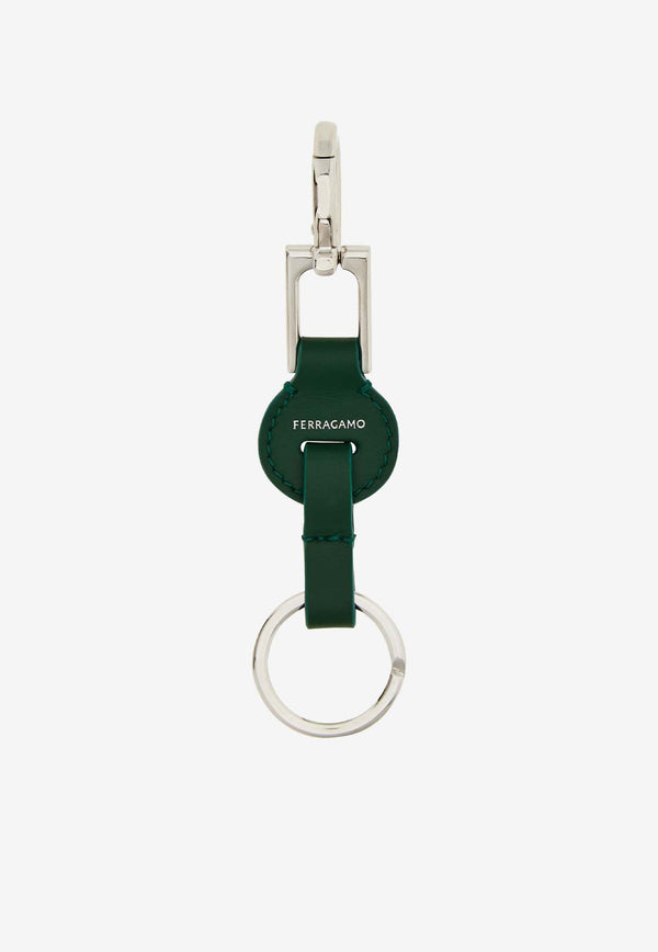 Salvatore Ferragamo Gancini Leather Key Holder Forest Green 220869 PORTACHIAVI 780025 FOREST GREEN