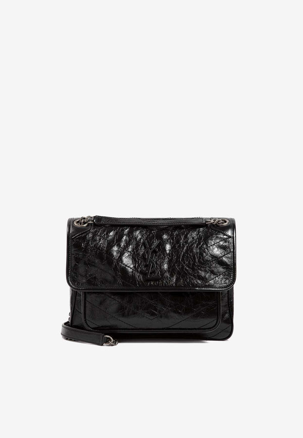 Medium Niki Crinkled Leather Crossbody Bag