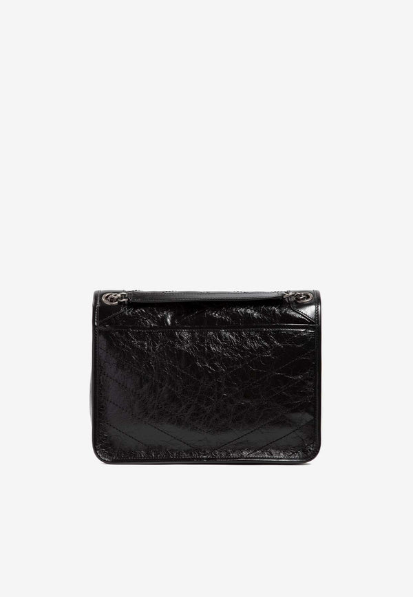 Medium Niki Crinkled Leather Crossbody Bag